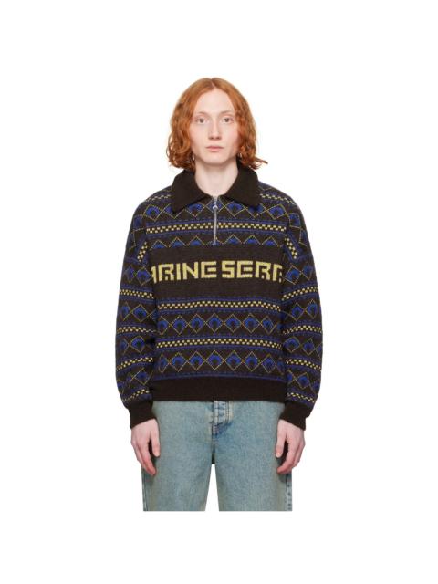 Marine Serre Brown '' Jacquard Knit Crewneck Sweater