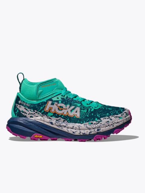 HOKA Women's Speedgoat 6 Mid GTX Shoes in Electric Aqua/Midnight