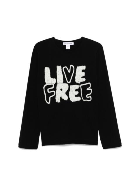 Comme des Garçons SHIRT Live Free-embroidered sweater