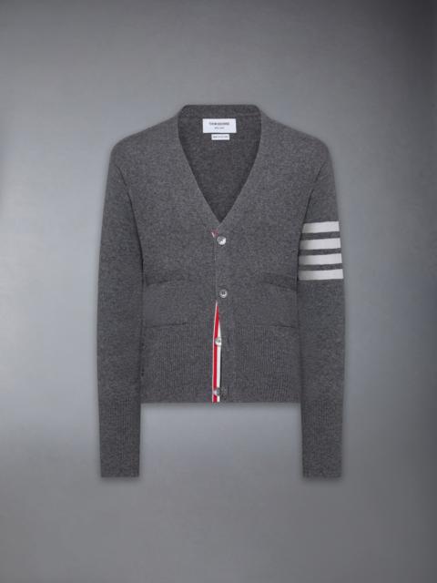 Thom Browne Medium Grey Cashmere 4-Bar V-Neck Cardigan