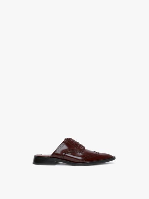 Victoria Beckham Flat Lace Up Mules In Bordeaux Leather
