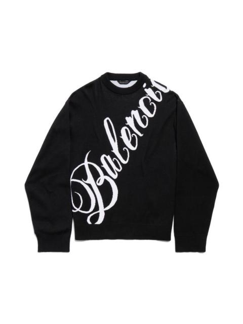 BALENCIAGA Men's Big B Crewneck in Black/white