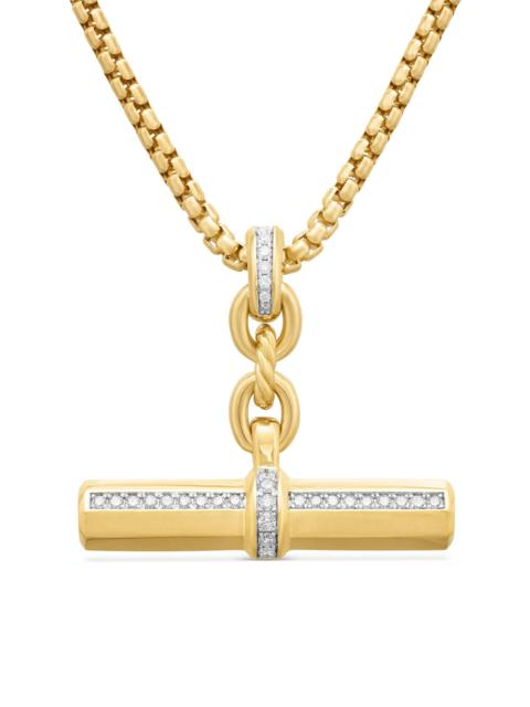 DAVID YURMAN Women's Lexington E/W Barrel Pendant in 18K Yellow Gold with Diamonds, 32mm - Diamond