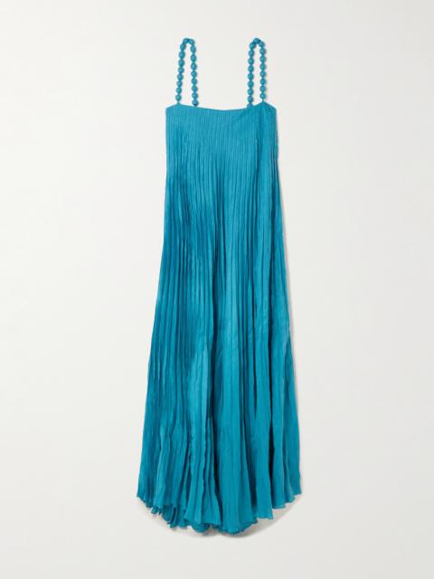 ANDRES OTALORA Un Ritmo Bead-embellished Plissé-linen Maxi Dress