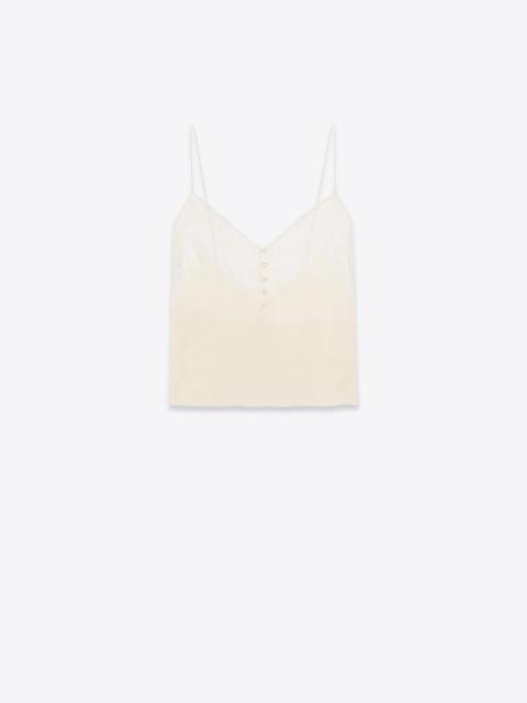 SAINT LAURENT top in silk satin charmeuse and lace