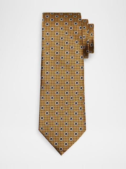 ZEGNA Men's Woven Medallion Silk Tie