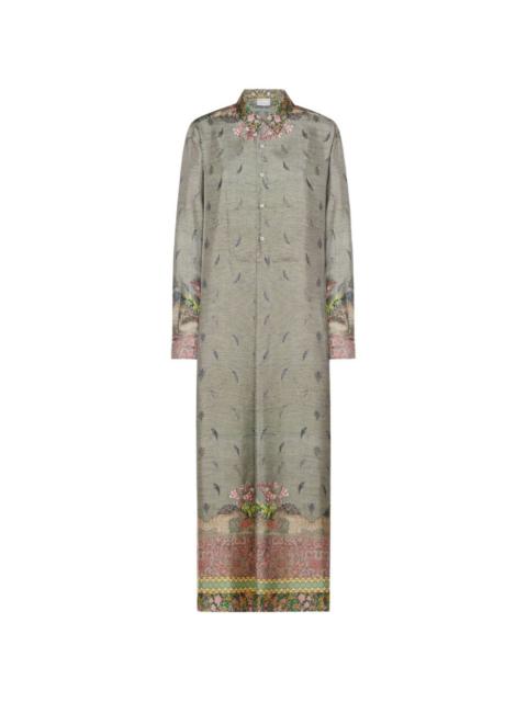 Pierre-Louis Mascia Aloe botanical-print maxi shirt dress