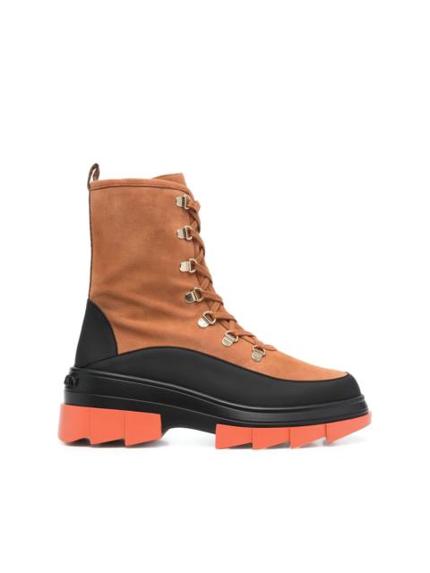 Stuart Weitzman panelled lace-up chunky boots