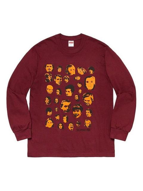 Supreme Supreme FW19 Week 1 Faces L/S Tee Human Face Printing Long Sleeves Unisex Red SUP-FW19-205