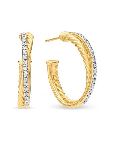 DAVID YURMAN Women's Crossover Hoop Earrings in 18K Yellow Gold with Diamonds, 26.5mm - Diamond