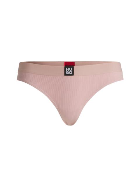HUGO RIBBED STRETCH-MODAL BRIEFS WITH STACKED-LOGO WAISTBAND
