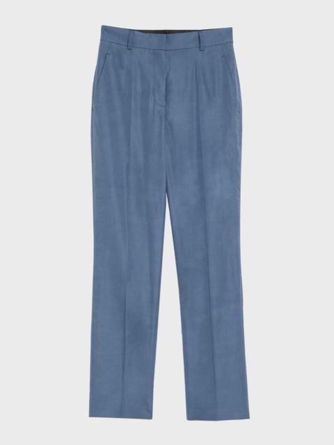 AKRIS Flavin Cotton Poplin Tapered-Leg Ankle Pants