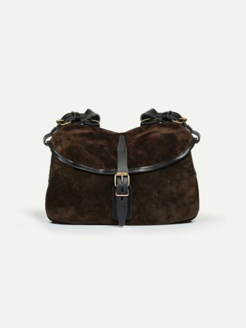 Bleu de Chauffe MUSETTE XS FISHERMAN'S BAG / SUEDE  -  DARK BROWN