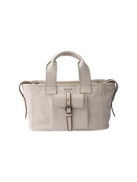 Prada Women's Route Medium Leather Tote Bag - Beige Khaki