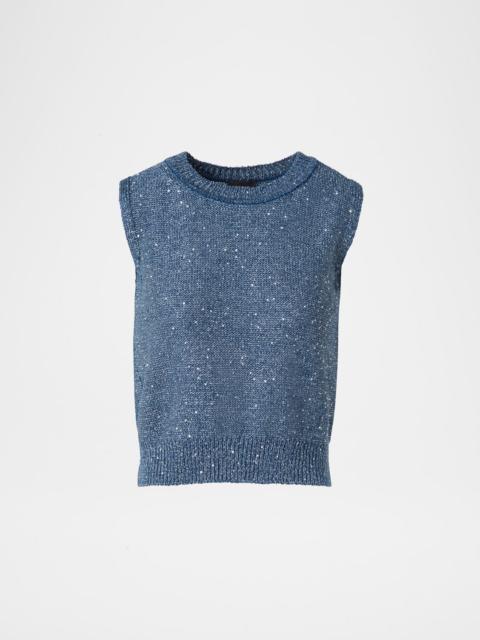 AKRIS Sleeveless Sequined Crewneck Top