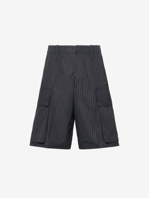 Alexander McQueen Men's Pinstripe Cargo Shorts in Black/white