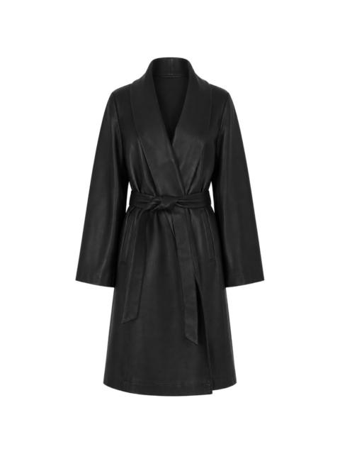 NOUR HAMMOUR Sylvie belted shawl-collar coat