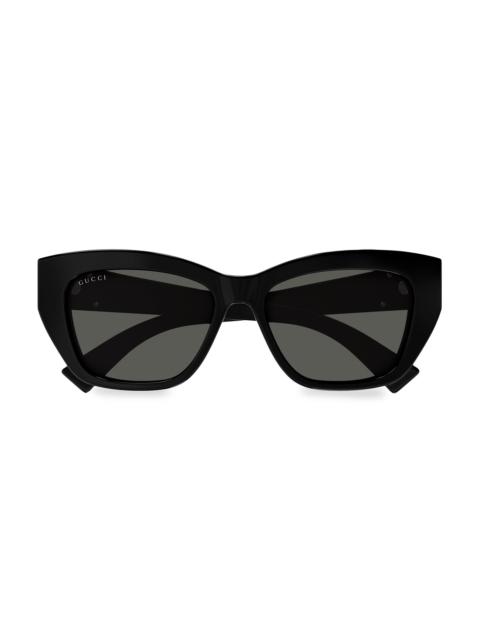 GUCCI Women's GG Muse 55MM Cat-Eye Sunglasses - Black Silver Black