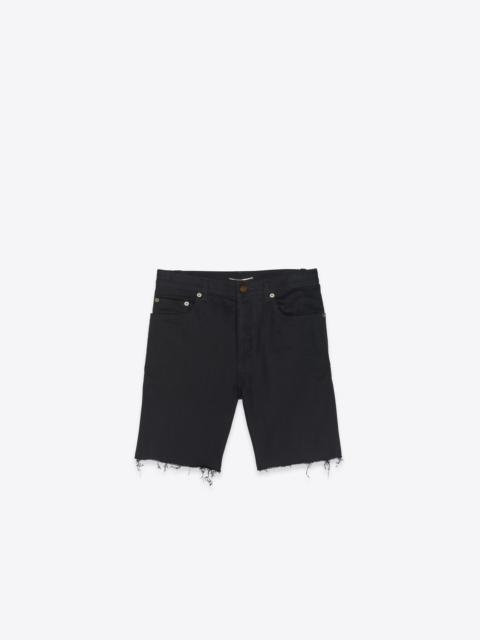 shorts in used black stretch denim