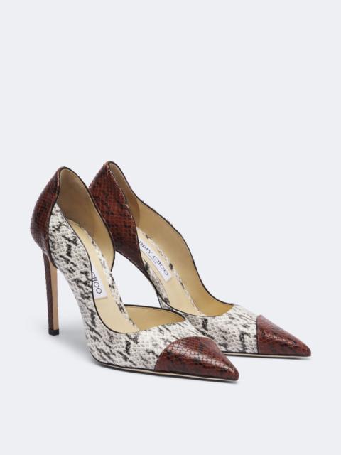 JIMMY CHOO Brigitte snake-effect leather pumps