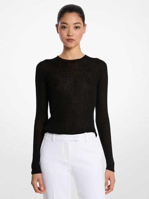 MICHAEL KORS COLLECTION Hutton Ribbed Superfine Linen-and-Cotton Blend Sweater