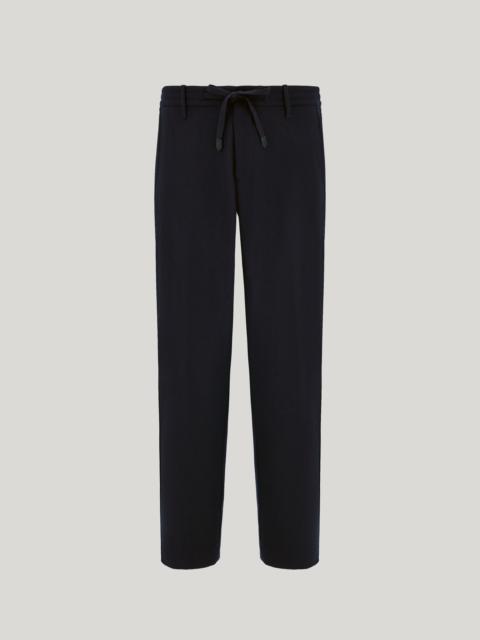 Canali NAVY BLUE CANALI IMPECCABILE WOOL FLANNEL DRAWSTRING PANTS