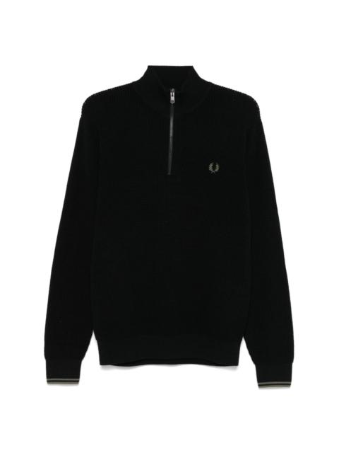 Fred Perry waffle-stitch half-zip sweater