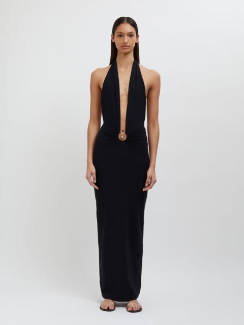 CHRISTOPHER ESBER Pierced Orbit Halter Split Front Dress