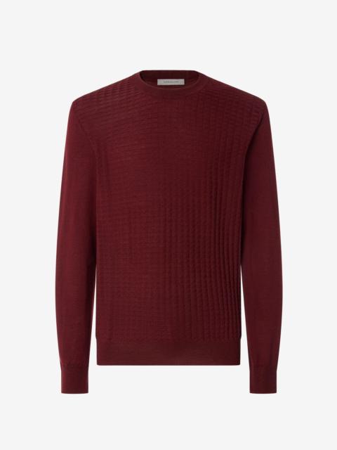 CORNELIANI Burgundy long-sleeved crew neck shirt made from pure extra fine wool