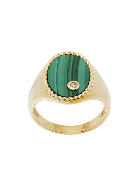 Yvonne Léon Gold Chevaliere Ovale Malachite Ring