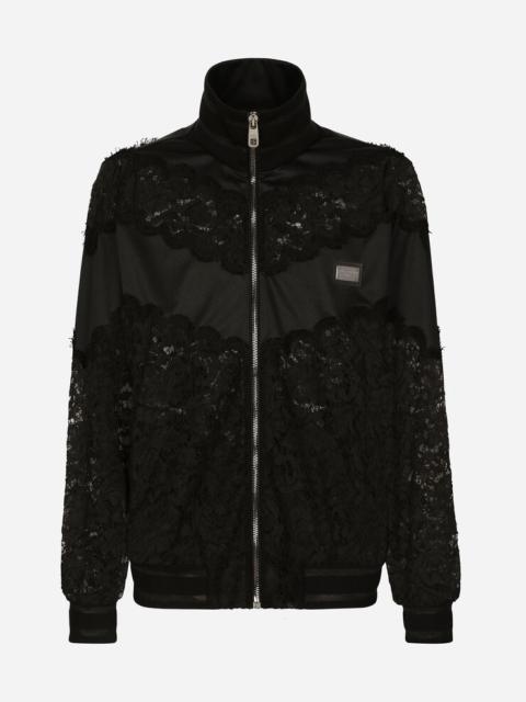Dolce & Gabbana Cordonetto lace and technical jersey sweatshirt