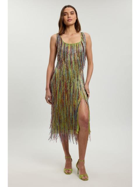 KAREN MILLEN Hand Beaded Tassel Midi Dress