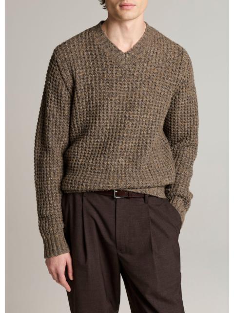 Vince Donegal Waffle Merino Wool-Blend V-Neck Sweater