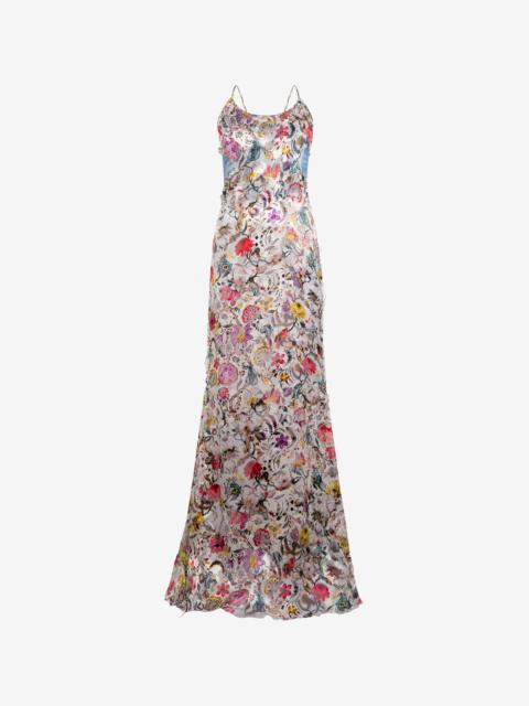 AbitoLungo Silk Dress in Florentine Flowers Print