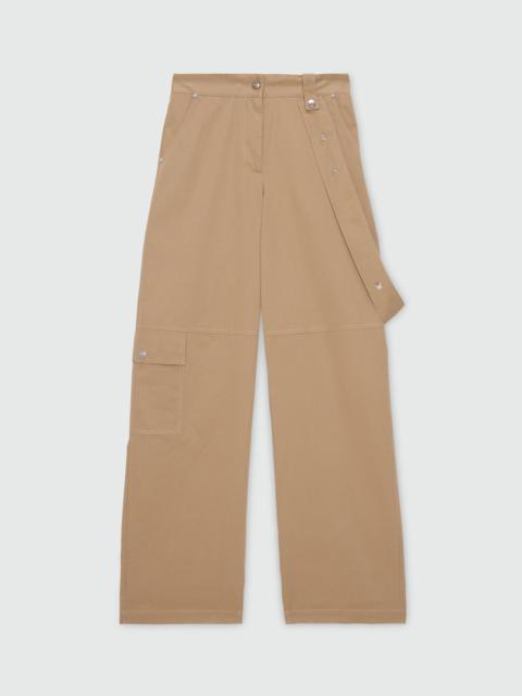 MSGM Beige cotton gabardine trousers with patch pockets on the leg