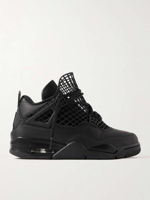 Air Jordan 4 Net cutout rubber-trimmed leather high-top sneakers Black