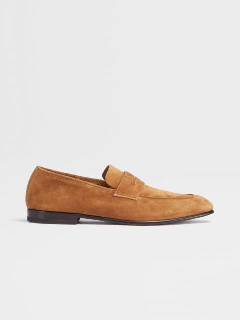 ZEGNA OCHRE SUEDE L'ASOLA LOAFERS