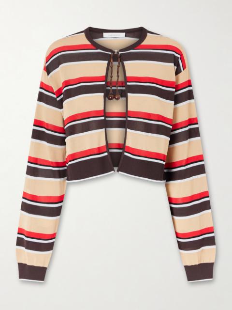 rabanne Bead-embellished Striped Knitted Cardigan