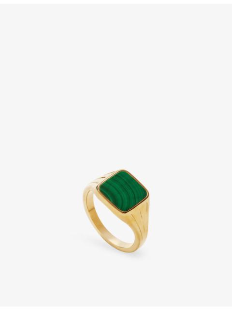 MISSOMA Lucy Williams x Missoma Square 18ct Gold-Plated Brass Malachite Signet Ring