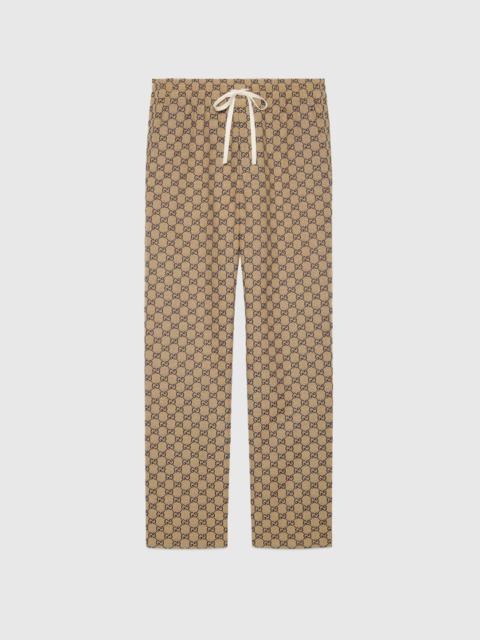 GG canvas pant with leather Interlocking G