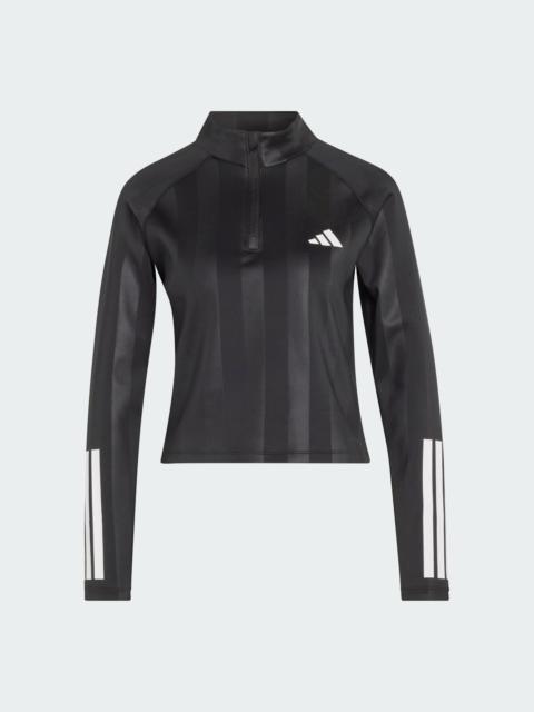 adidas Hyperglam 3-Stripes Emboss 1/4 Zipper Cover Up Track Top