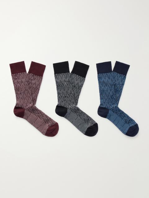 Missoni Three-Pack Cotton-Blend Crochet-Knit Socks