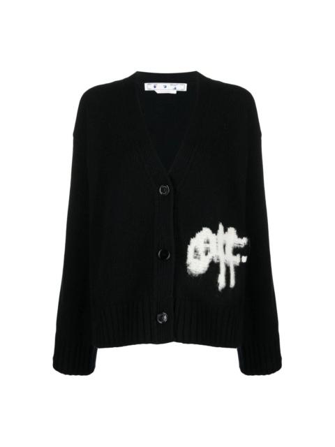 (WMNS) Off-White Logo Intarsia Cardigan 'Black White' OWHB031F22KNI0011001