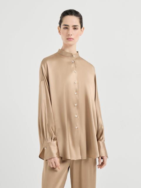Brunello Cucinelli Stretch silk satin shirt with monili