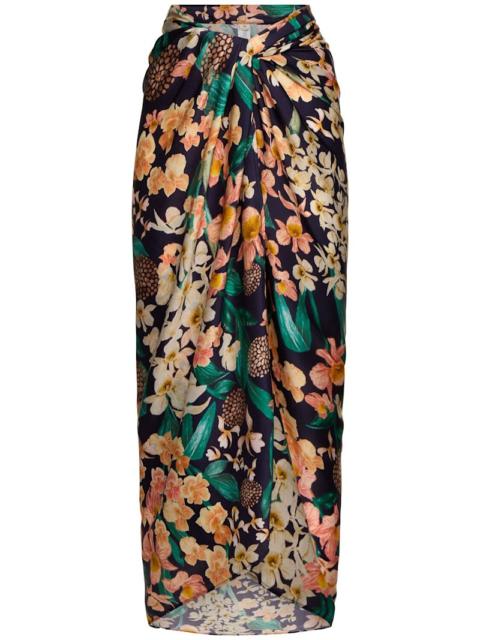 Agua by Agua Bendita Lavanda floral print maxi sarong skirt