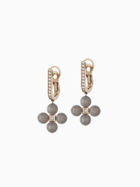 GIORGIO ARMANI 18K GOLD, DIAMOND AND MOONSTONE GIOIA PENDANT EARRINGS