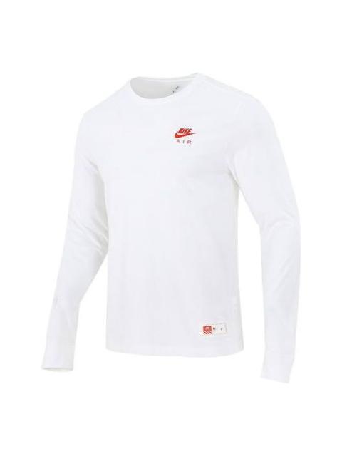 Men's Nike Sportswear Shoes Pattern Printing Sports Round Neck Long Sleeves White T-Shirt DJ1380-100