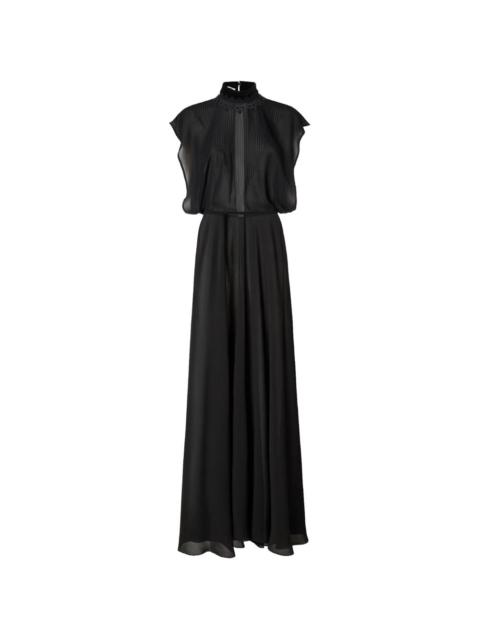 FENDI lace-trimmed pintuck-pleated dress