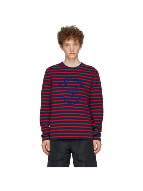 Alexander McQueen Navy & Red '70s Skull Long Sleeve T-Shirt