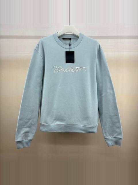 Louis Vuitton Louis Vuitton SS25 Light Blue Sweatshirt with Cursive Embroidered Logo